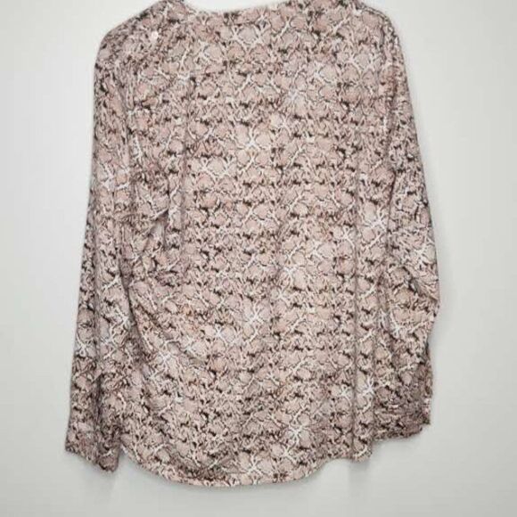 Calvin Klein Size Large Snakeskin Print Modern Essentials Button Blouse Womens - Picture 2 of 4